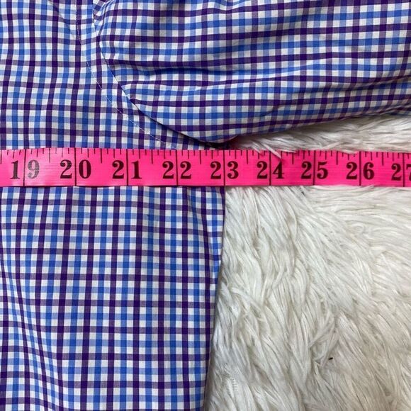 Hugo Boss Blue Checkered Mens Dress Shirt Size 16 / 41 Formal Button Down - Picture 6 of 9